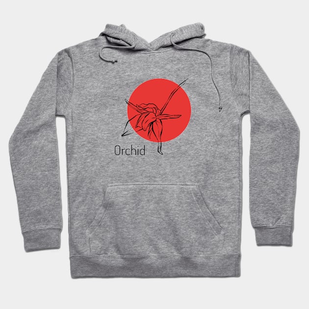 Orchid on red circle Hoodie by Art by Taya 